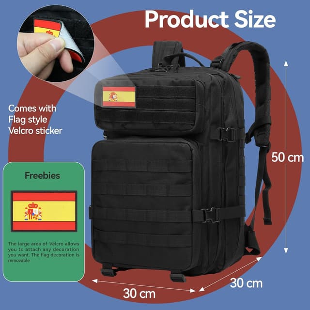 Thumbnail 2 de Delgeo Mochila Tactica 45L Militar,Gran Capacidad 45 * 30 * 20cm Mochila,Plegable Impermeable Mochila Para Montañismo,Senderismo,Camping y Viajes