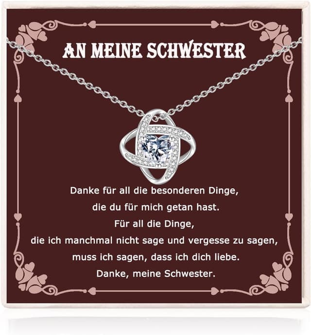 Detalle de USEEDOVIA Herz-Kette als Geschenk: wasserfeste Halskette mit Zirkonia-Anhänger (40 cm) in Weiß vergoldet