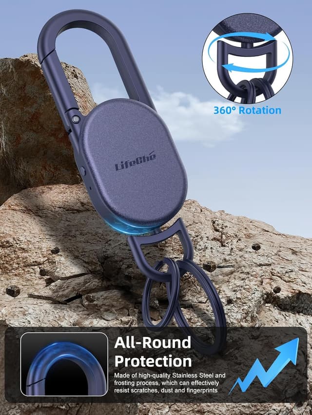 Detalle 1 de Navy Blue Stainless Steel Keychain Key Finder (Built-in Anti-Loss Tracker) with GPS via Apple Find My