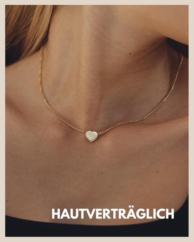 Detalle 2 de GD GOOD.designs Herzkette für Damen – verstellbar 42–47 cm mit Herzanhänger in Gold 18K, Silber oder Roségold
