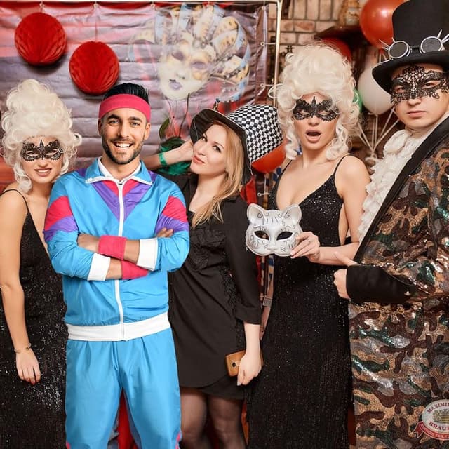 Thumbnail 6 de Déguisement années 80 Aomig (unisex) veste + pantalon + bandeau + protège-poignets, style disco hippie rétro