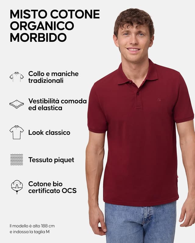 Detalle de DANISH ENDURANCE polo uomo in cotone biologico premium a manica corta (piqué traspirante)