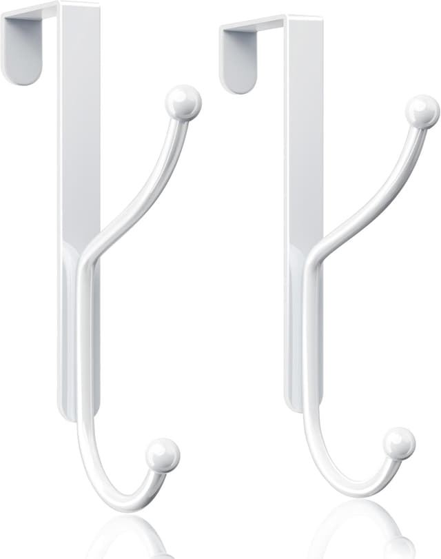 Detalle de niffgaff Over Door Hook 2-Pack (Heavy Duty, No-Drilling), for Interior Doors up to 1.4 Inches Thick – White