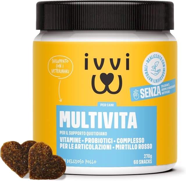 Detalle de IVVI Multivita per Cani Come bocconcino: snack con pollo, probiotici, vitamine B e Omega 3 (60 snack da 270 g)