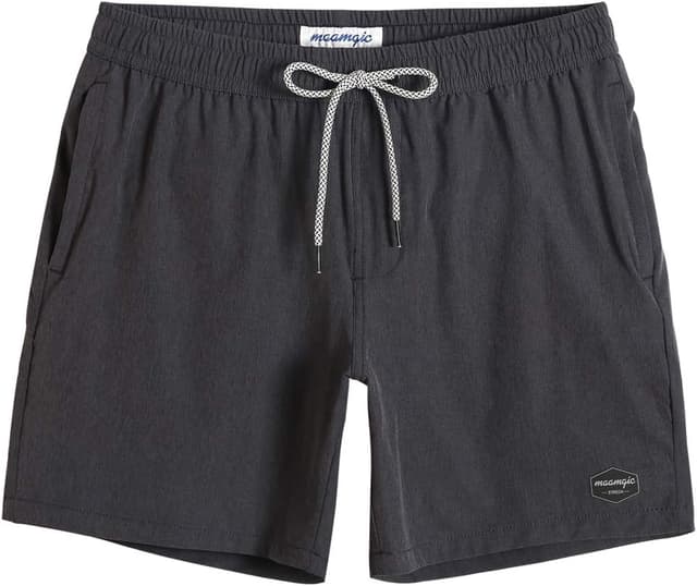 Detalle de MaaMgic Herren-Badehose mit Kompression (2-in-1) und 14 cm Innenlänge – schnelltrocknende Swim-Shorts mit Kordelzug