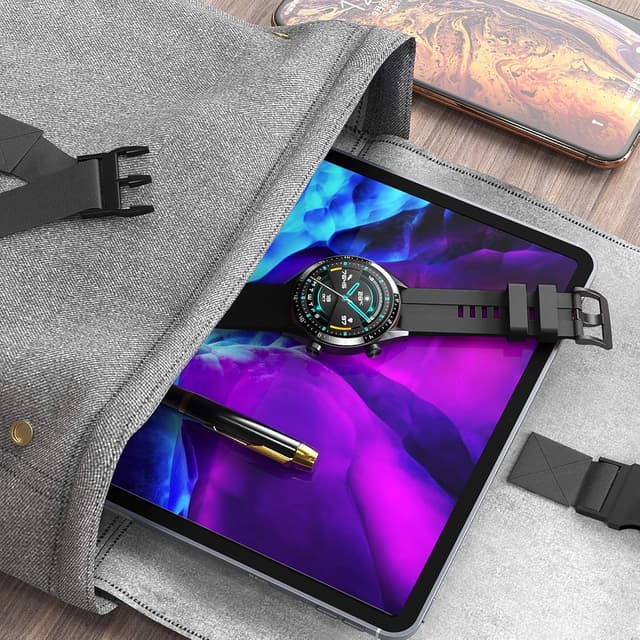 Detalle de 22-mm Silikon-Uhrenarmband (kompatibel u. a. mit Huawei Watch GT 46 mm & Samsung Galaxy Watch 46 mm) – Sportband für schnelles Wechseln