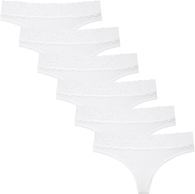 Detalle de INNERSY String Tanga Damen Spitze – 6er-Pack aus Stretch-Baumwolle