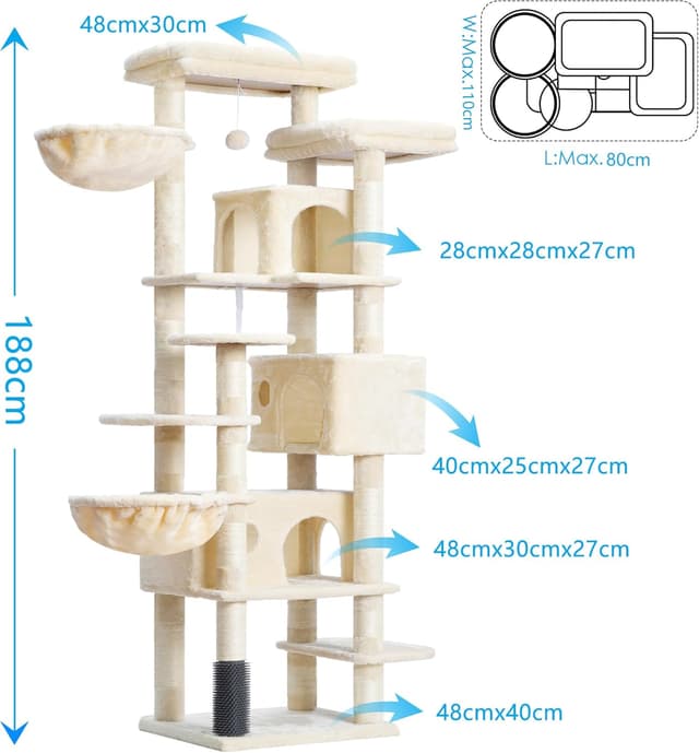 Thumbnail 2 de Hey-brother Kratzbaum 188 cm Katzenbaum XXL