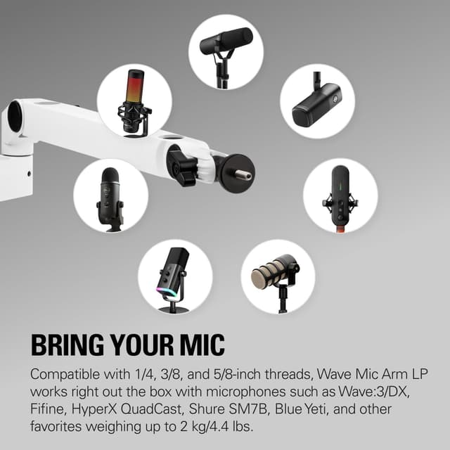 Detalle de Elgato Wave Mic Arm LP White mic arm