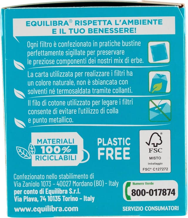 Detalle de Tisana Detox Equilibra con aloe, ortica, bardana, betulla e tarassaco (3 pezzi, 15 filtri)