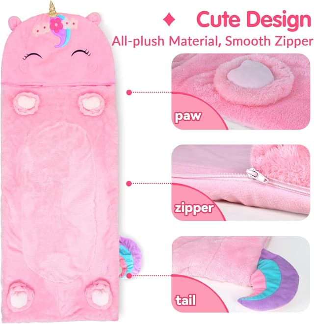 Thumbnail 6 de iPlay iLearn Kids Unicorn Sleeping Bag 2-in-1 Toddler Nap Mat (Plush Slumber Sack)