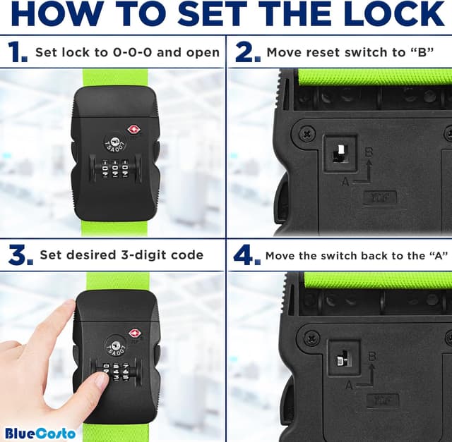 Detalle de BlueCosto luggage strap with TSA lock