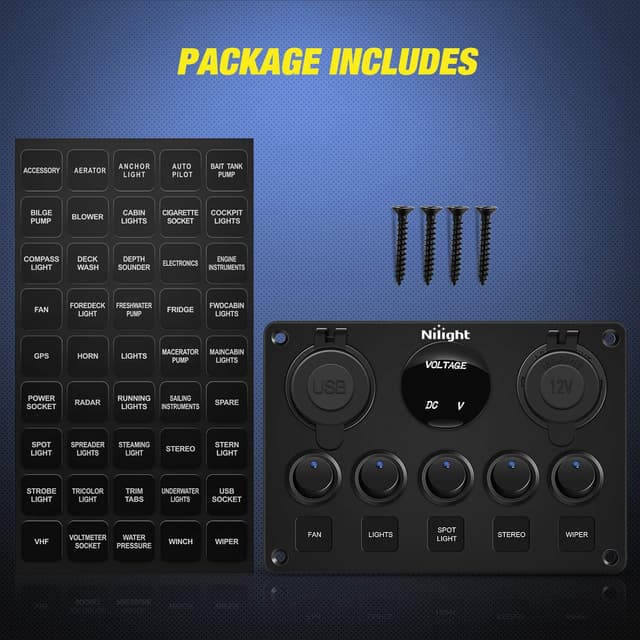 Thumbnail 5 de Nilight 90101E 5-Gang Switch Panel with Voltmeter 🔌