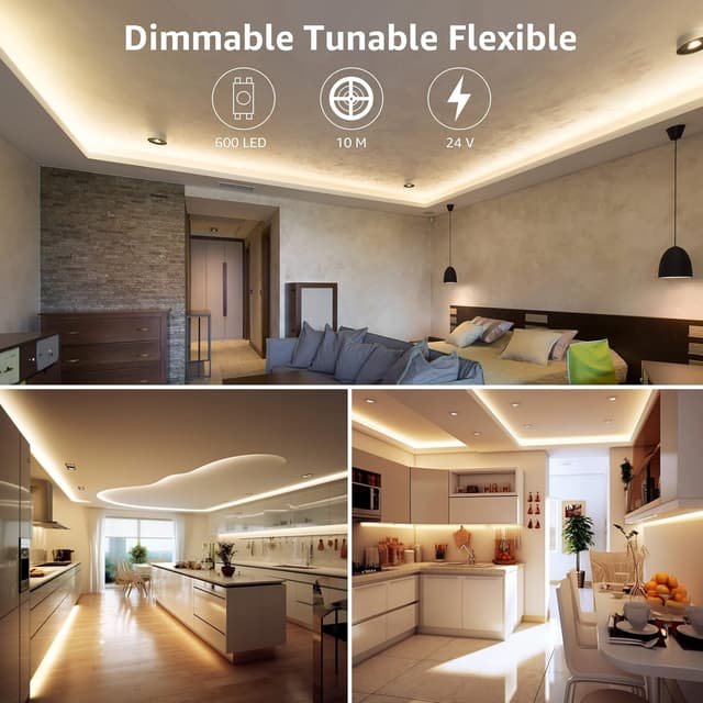 Detalle de Lepro 10m LED Strip Lights with Remote and Plug (Warm White to Cool Daylight, Tunable)