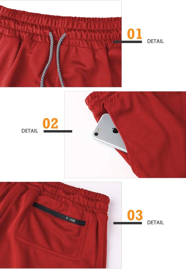 Detalle de Superora Herren Laufshorts 2-in-1 Sport Shorts mit Taschen – atmungsaktiv & schnell trocknend