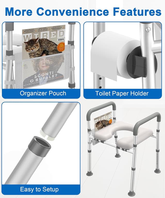 Thumbnail 5 de HOMLAND Raised Toilet Seat Adjustable 4‑Height 400 lb 🚽