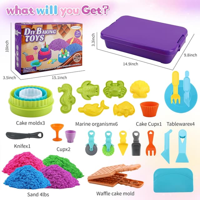 Detalle de YIDESTARS Sensory Play Kit: Sand Art & Ice Cream Toy Set (4lbs colorful sand) for ages 3–8