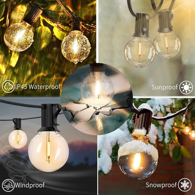 Detalle 2 de Yuucio 60 m dimmbare Lichterkette für außen (G40) mit Fernbedienung, warmweiß 2700 K