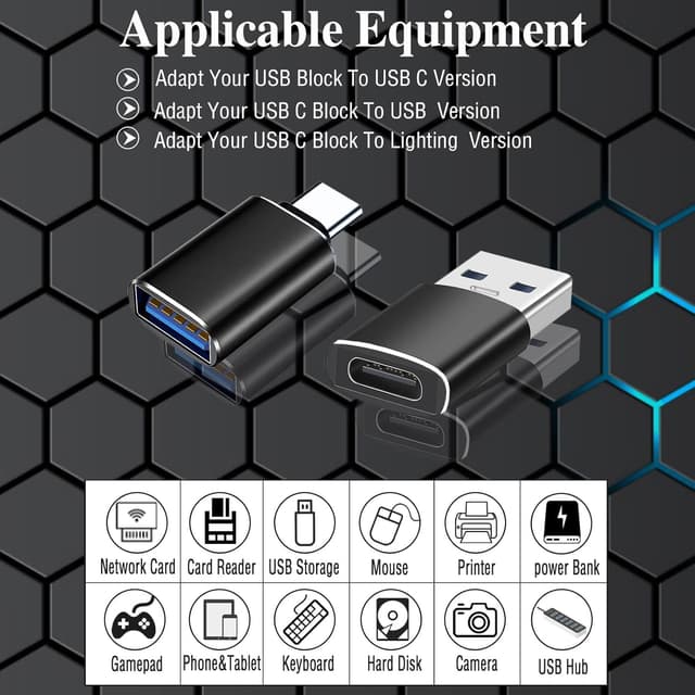 Detalle 2 de USB C to USB Adapter 6-Pack, 3 Colours ๐