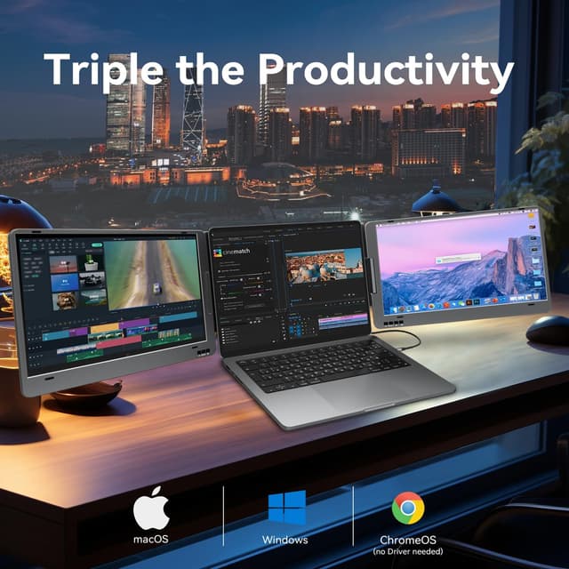 Detalle de KPKUE X90A 14" Dual Portable Laptop Screen Extender (1080P FHD IPS, USB-C)