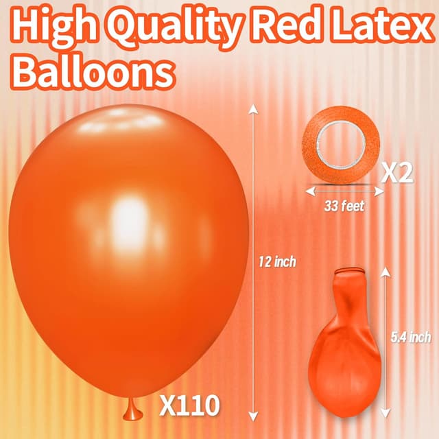 Detalle de KAWKALSH Orange Balloon 110pcs (12 Inch) Thickened Latex Party Balloons