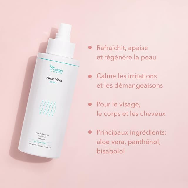 Detalle 2 de Colibri Skincare Aloe Vera Spray 250 ml : un spray apaisant pour peau et cuir chevelu