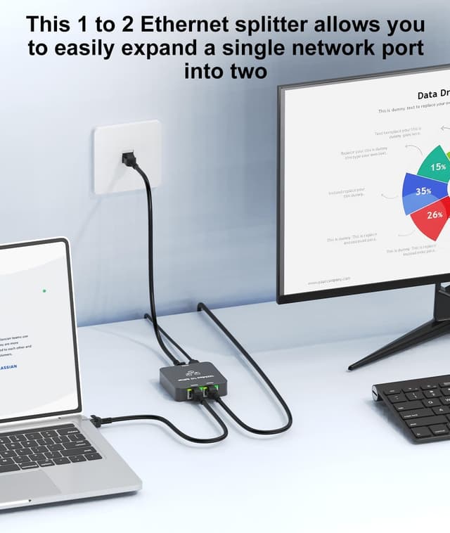 Detalle 2 de Uzifhdhi LAN Splitter 1 auf 2 1.000 Mbit/s