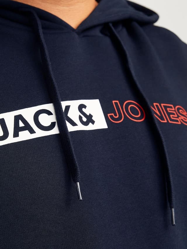 Detalle 2 de JACK & JONES Jjecorp sweat à capuche homme en coton/polyester (navy blazer) avec logo