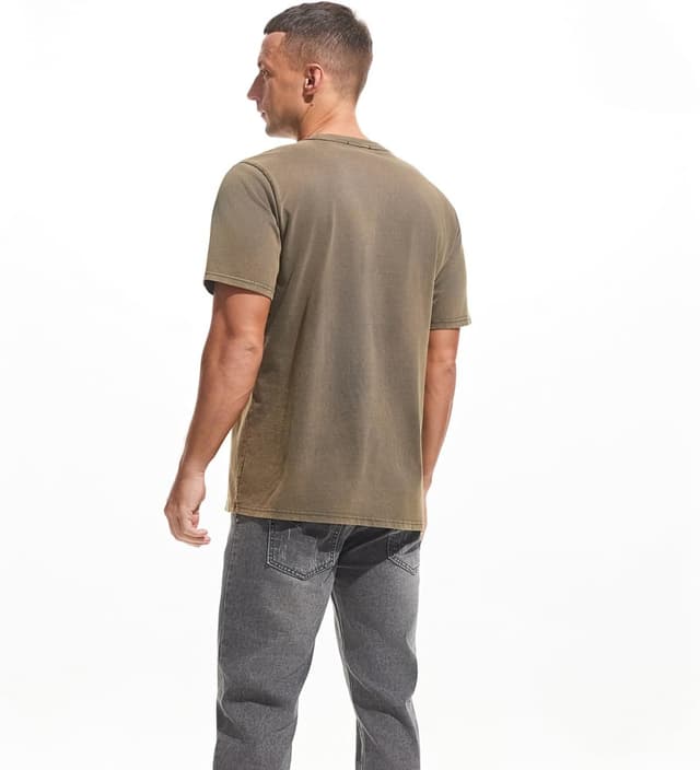 Detalle de Herren Dick T-Shirt aus 100% Baumwolle (Heavyweight 250 g/m²) – stone washed, regular fit, kurzarm basic