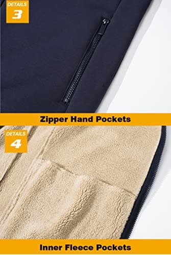 Detalle de TACVASEN men’s zip-up hoodie fleece lined sherpa coat with hood and pockets