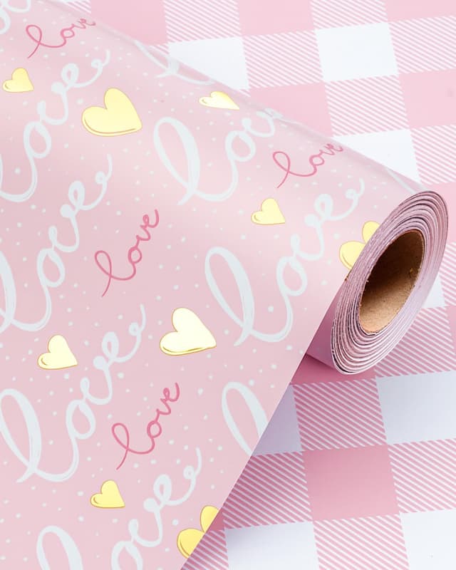 Thumbnail 6 de Wikadlik Gold Heart Reversible Polka Dots wrapping paper roll (43cm x 10m)