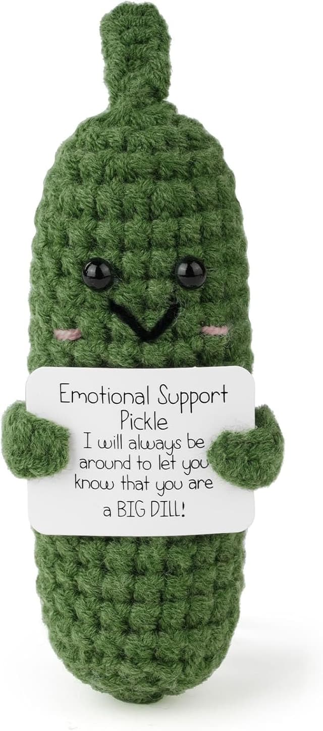 Detalle de Aolso Poupée en laine concombre « Positive Pomme de Terre » avec carte message – mini jouet pour bureau, maison et cadeaux