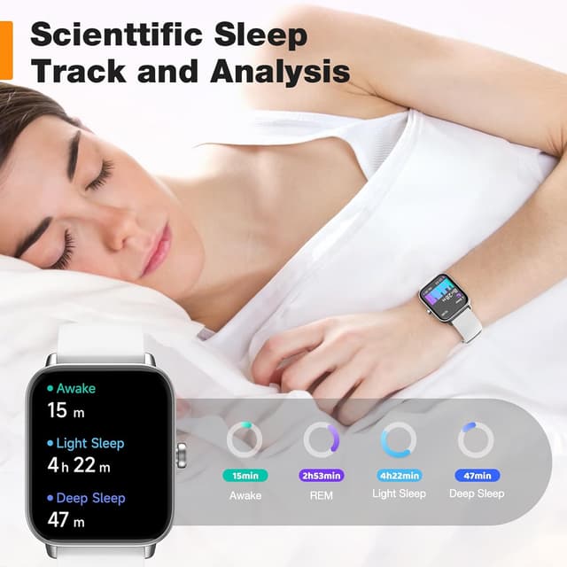 Detalle 2 de Smart Watch for Men Women Fitness Tracker (Alexa built-in & IP68) with Heart Rate Monitor, 1.8" touchscreen – White