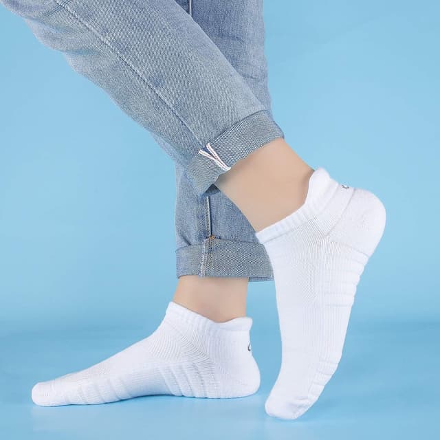 Detalle 2 de anqier 6 Paar Sneaker Socken (Herren & Damen) – atmungsaktive Sportsocken mit Frotteesohle, kurz, schwarz/weiß/grau