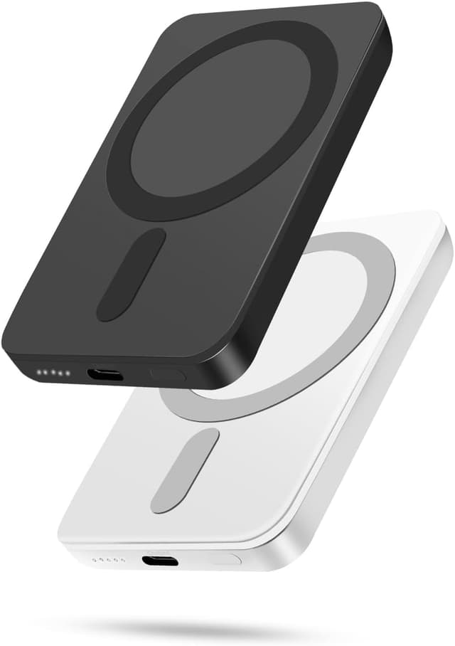 Detalle de Miady 2-Pack Ultra Slim Magnetic Wireless Power Bank (5000mAh) with pass-through charging