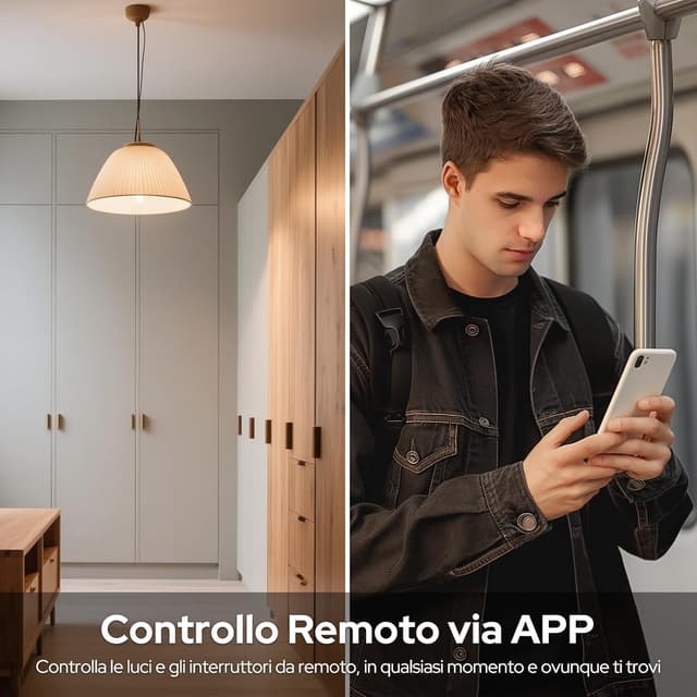 Detalle de LoraTap Interruttore WiFi Alexa con timer e relè (2 pezzi) per controllo in parallelo dello switch