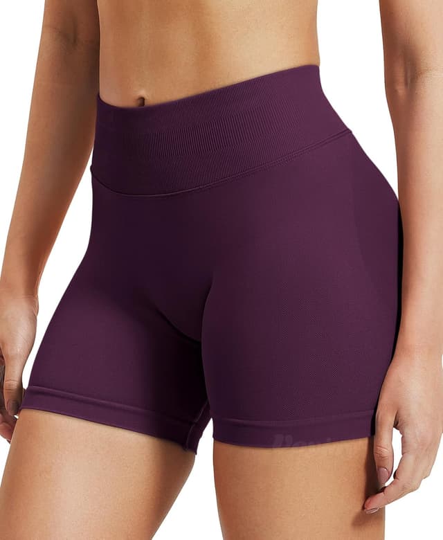 Detalle de VOYJOY Women Workout Impact Shorts (2.5"–6") Scrunch Butt Lifting Seamless Biker Shorts with Tummy Control
