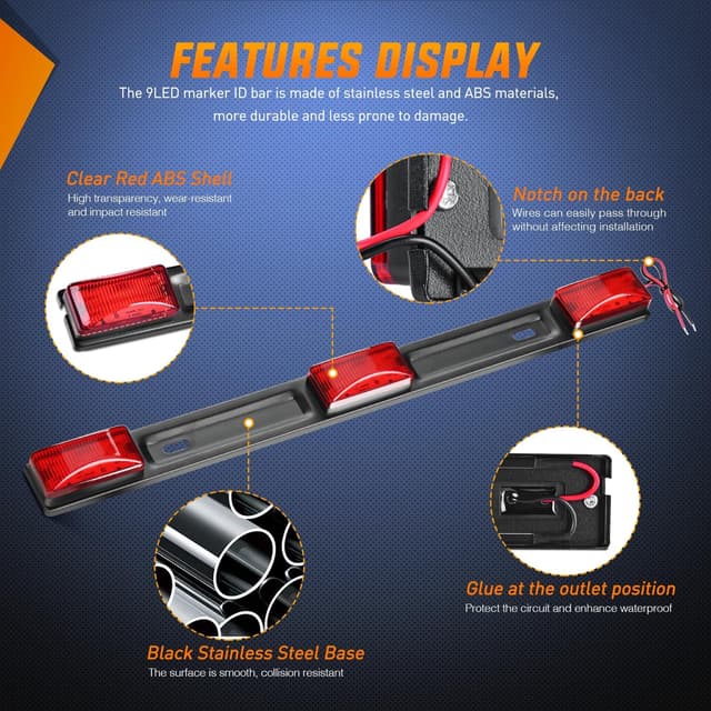 Thumbnail 6 de Nilight 6-Inch Oval Trailer Light Kit with 9-LED ID Bar and Round Side Markers (12V)