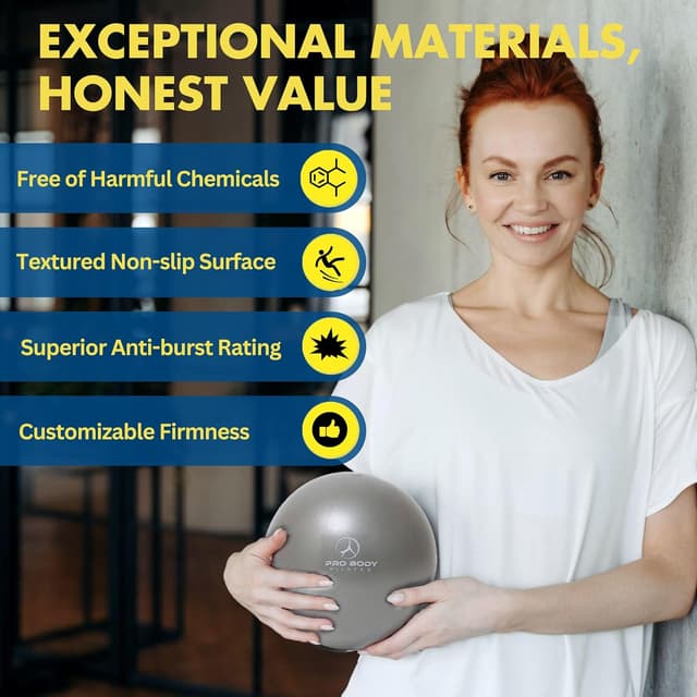 Detalle de ProBody Pilates Small Exercise Ball with Pump (9 Inch) for Core, Stability, Yoga & Therapy