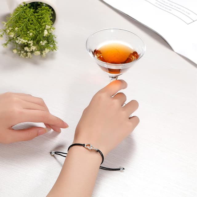 Detalle 2 de Jrêveinfini Infini Bracelet Femme en argent 925 S925 ajustable (cordon noir) avec boîte cadeau