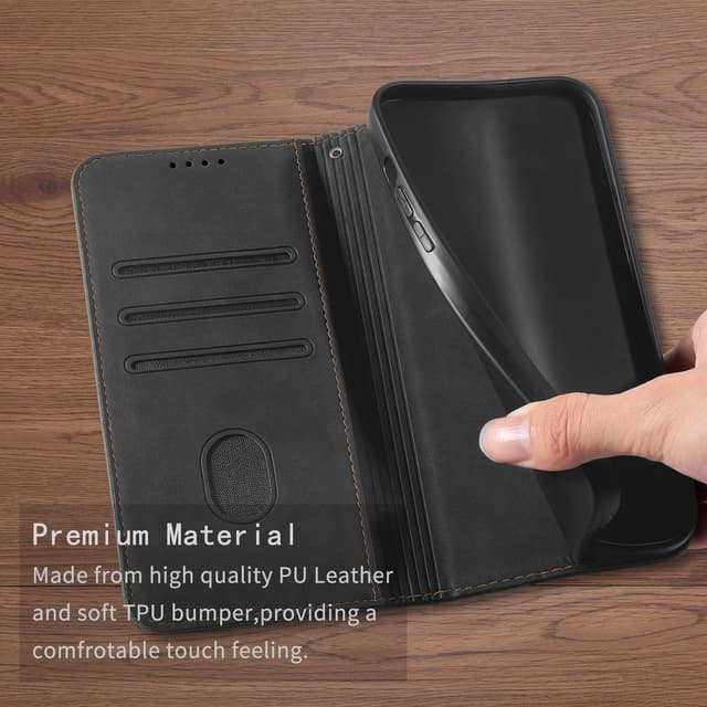 Detalle de CXTcase Flip Case für Motorola Moto G55 – PU-Leder & TPU, magnetischer Ständer, Schwarz