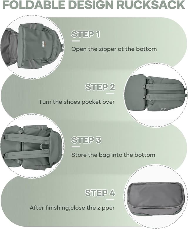 Detalle de SZLX Sportrucksack für Frauen mit Schuhfach und wasserdichter Nassetasche (faltbarer Handgepäck-Reiserucksack)