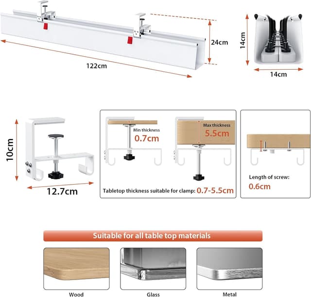 Detalle 1 de Univivi Kabelmanagement Schreibtisch 120 cm