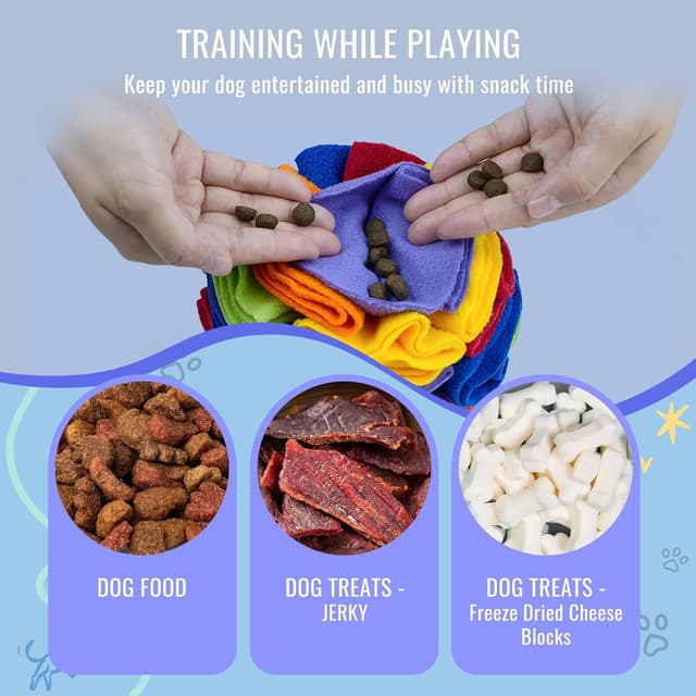 Detalle de Larimuer Pet Snuffle Ball (15cm) – puzzle sniffing dog enrichment toy for treat training