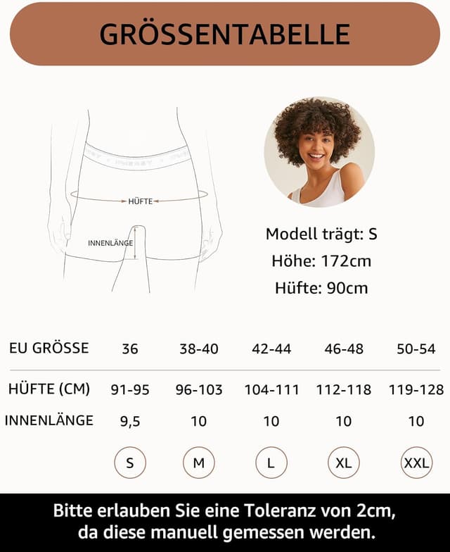 Detalle de INNERSY Damen Boxershorts aus Baumwolle im 3er-Pack – Hipster/Boyshorts mit mittlerem Bein