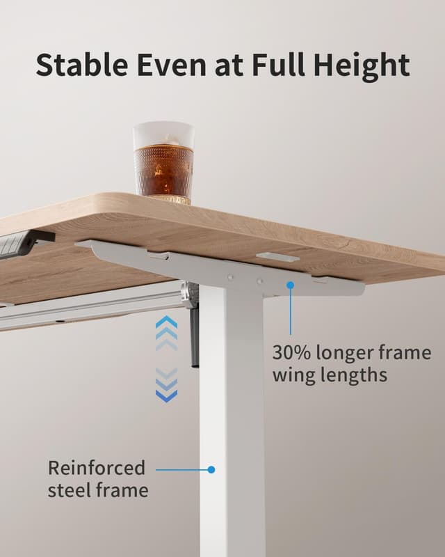 Detalle de FEZIBO elektrisch höhenverstellbarer Schreibtisch 160 x 80 cm mit USB-A & USB-C, Eiche