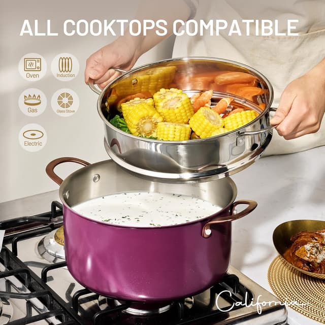 Detalle de CAROTE 8QT stainless stockpot for even heating