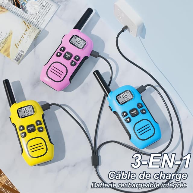 Thumbnail 1 de DURLK Talkie Walkie Enfants 3 pièces 1200 mAh