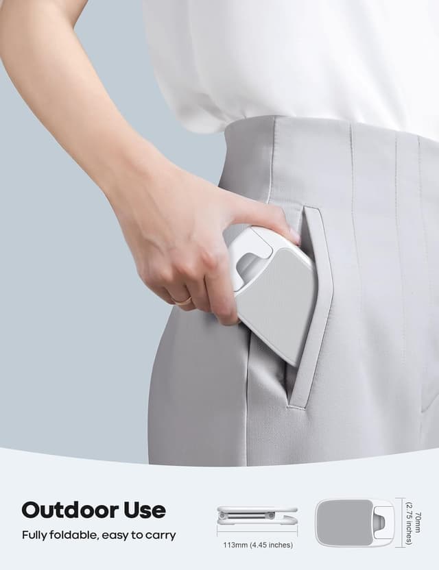 Detalle de Lamicall Adjustable Phone Stand for Desk (Foldable Metal Base) – White, for 4"–8" phones & tablets