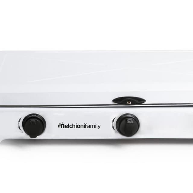 Detalle de Melchioni Family Minerva New 3 — hornillo gas portátil 3 quemadores blanco